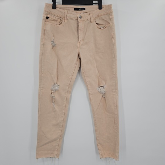 KanCan Denim - KanCan Womens Peach Distressed Skinny Jeans Raw Hem‎ Size 13 30